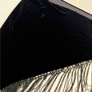Elegant Black Velvet Shawl with Fringe